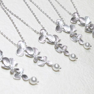 Set di collana di perle e orchidee – Gioielli per damigelle d'onore, regalo di nozze immagine 1