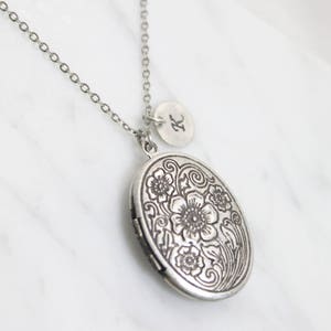 Personalized Vintage Style Oval Locket Custom Silver Initial - Etsy
