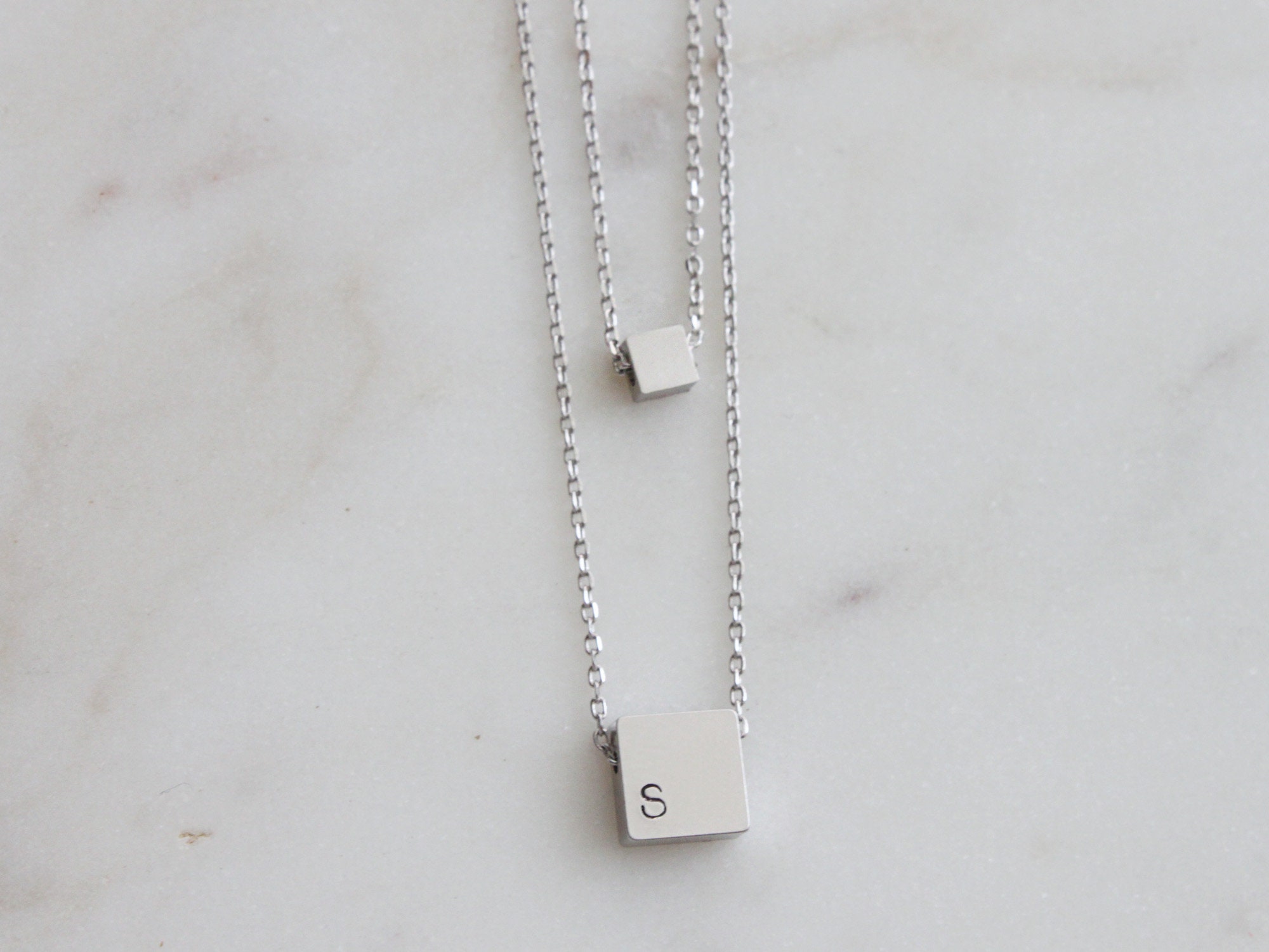 Numbering ♥ #7736 Double Side Square Necklace Numbering #7736 Necklace Numbering