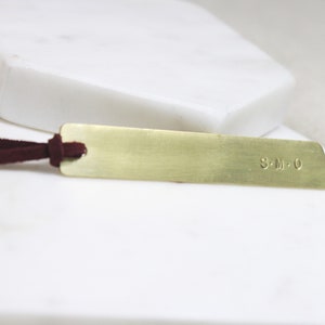 Personalized Bookmark - Hammered brass bookmark- Engraved & Antiqued metal Bookmark - custom hand stamped bookmarks -S0381-2