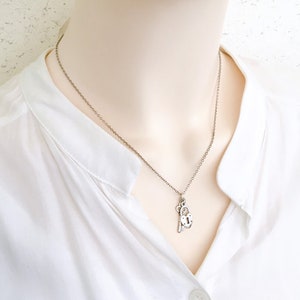 style vintage mignon mini serrure et collier de clé, Collier clé et serrure en argent, Cadeau pour maman, Cadeau pour ami, Cadeau de mariage, Idée cadeau S2069 image 7