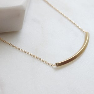 Simple square Tube Necklace, Curved Tube Layered Necklace, Layering Necklace, Gift for mom, Gift for Friend, Wedding Gift, Gift idea S2125 image 2
