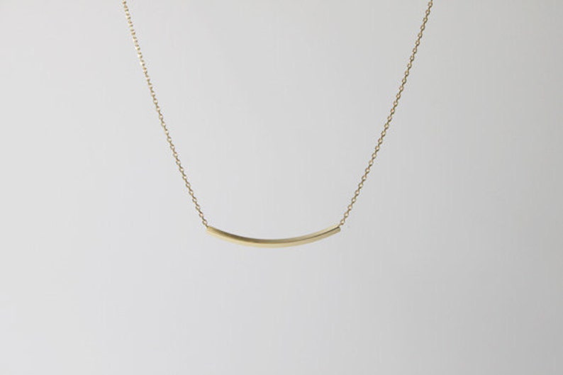 Simple square Tube Necklace, Curved Tube Layered Necklace, Layering Necklace, Gift for mom, Gift for Friend, Wedding Gift, Gift idea S2125 image 4