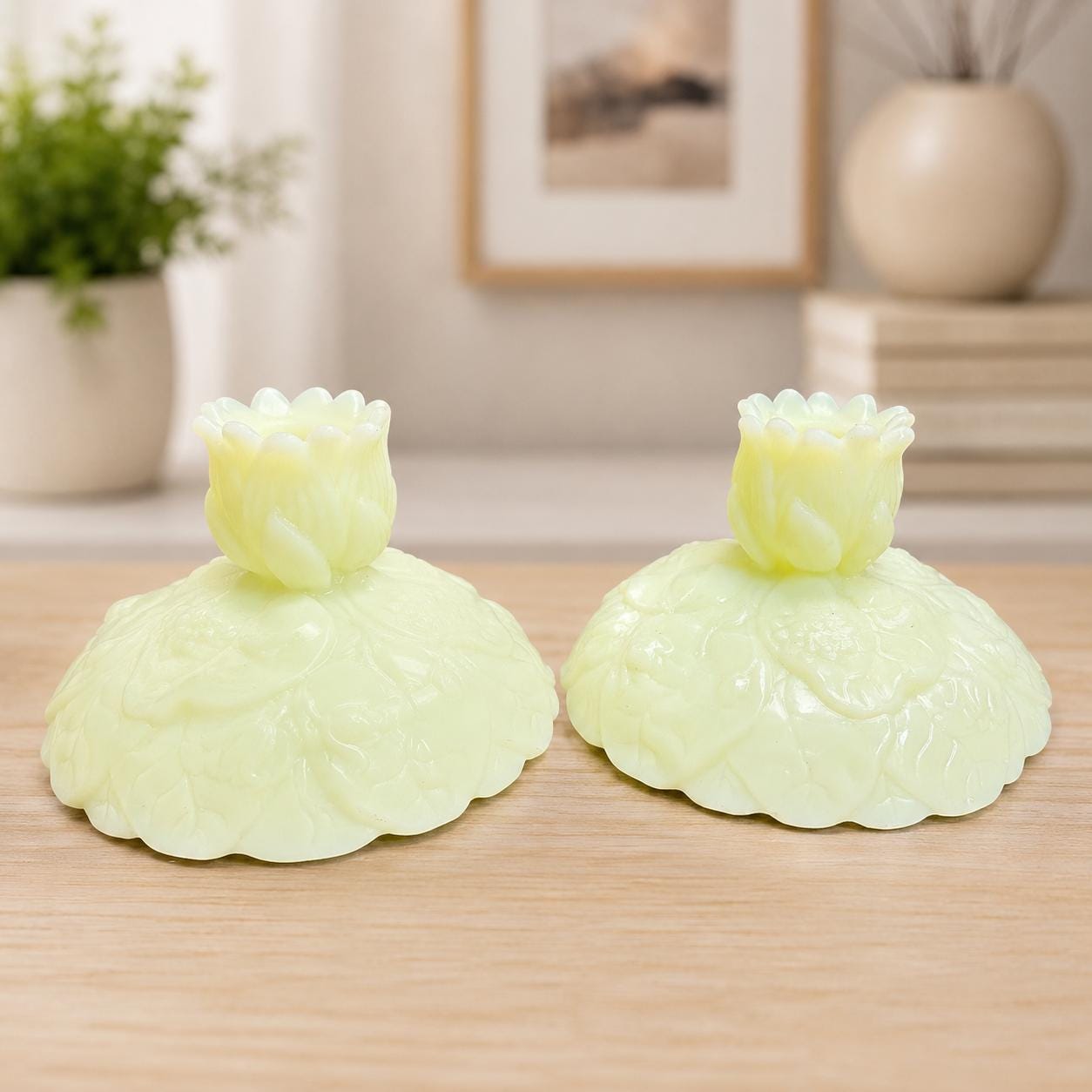 Fenton Custard Uranium Water Lily Glass - Etsy