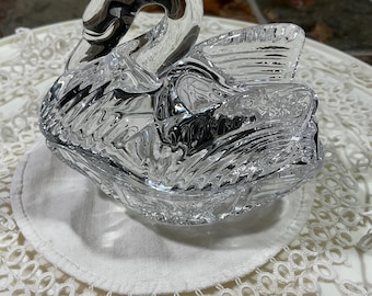 ヴィンテージガラスの白鳥の小物皿 - Etsy 日本