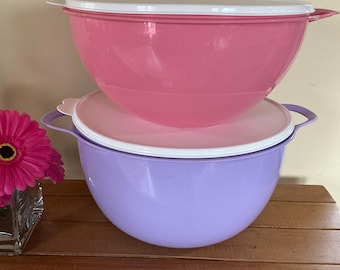 Rissime Vintage Tupperware *Thatsa Bowl*Pastel Duo Limited Edition 2013 Candy Pink 32 Cup,Lavender 42 Cup,with lids