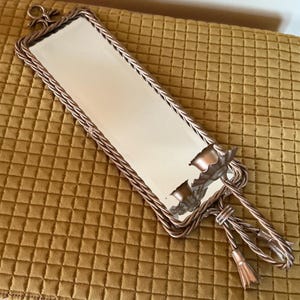 Vintage Rope-Twist Wall Mirror With Candles Holders-Ornate Metal Frame & Tassel Detail,1970s