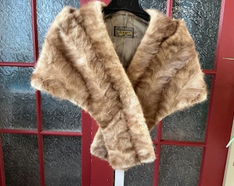 Vintage 1950s Mink Fur Stole J.B Laliberte Quebec Canada -Real Mink Fur Wrap Honey Blonde-Mid-Century Bridal Fur Shrug-Luxury winter