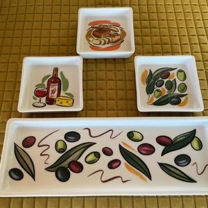 Juego de cerámica para servir aceitunas y tapas - Platos para aperitivos - Colección de regalo Avon