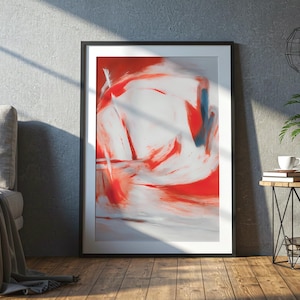 Red Drift Wall Art | Abstract Red Wall Art | Abstract Modern Painting | Bold Abstract Wall Art | Minimalist Art Print | Contemporary Red Art
