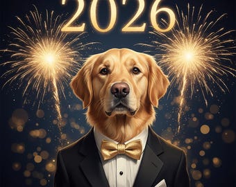 Gala 2026: Retrato de mascota de lujo para Año Nuevo (descargar)