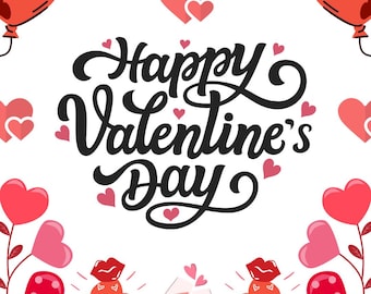 Publicación de Instagram divertida con un feliz día de San Valentín en rojo, rosa y blanco