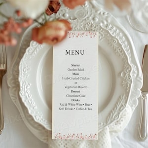 Floral Wedding Menu Canva Template – Editable Boho Menu Card
