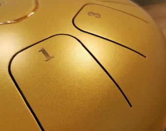 Handpan, Steel Tongue Drum, tambour à langue en métal, diamètre environ 30 cm + 2 maillets, couleur or, centre scellé pour un meilleur son, 2e choix