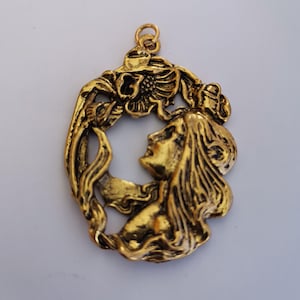 Art Nouveau Brass Pendant