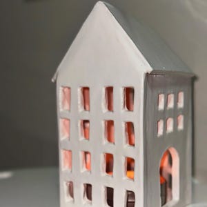 Handmade Ceramic House Candle Holder,White Glazed Lantern,Minimalist Home Decor,Ceramic White House,Ceramic Gift,Gift For Her,Gift for Home