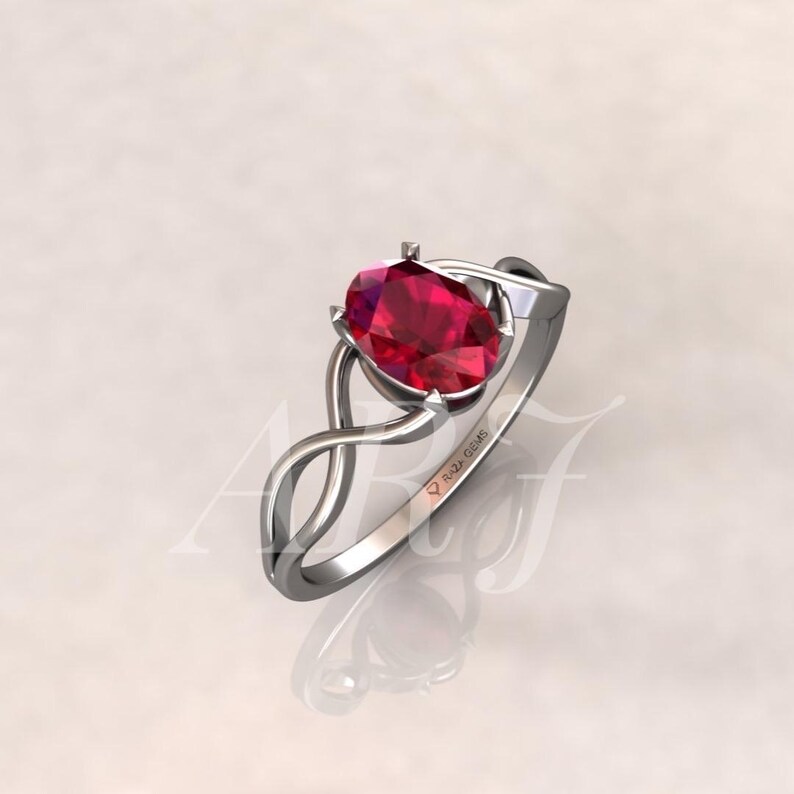 Ruby Infinity Ring, Oval Ruby Engagement Ring, Gold Promise Ring, July Birthstone Ring, Minimalist Infinity Knot Ring Gift for Her image 7