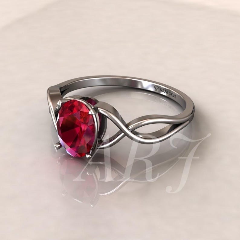 Ruby Infinity Ring, Oval Ruby Engagement Ring, Gold Promise Ring, July Birthstone Ring, Minimalist Infinity Knot Ring Gift for Her image 2