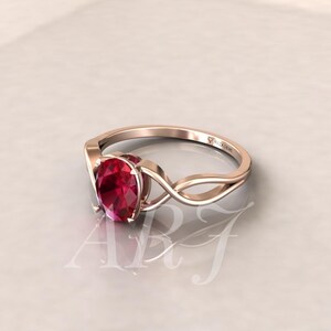Ruby Infinity Ring, Oval Ruby Engagement Ring, Gold Promise Ring, July Birthstone Ring, Minimalist Infinity Knot Ring Gift for Her image 8