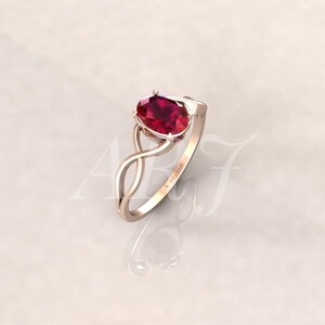 Ruby Infinity Ring, Oval Ruby Engagement Ring, Gold Promise Ring, July Birthstone Ring, Minimalist Infinity Knot Ring Gift for Her image 5