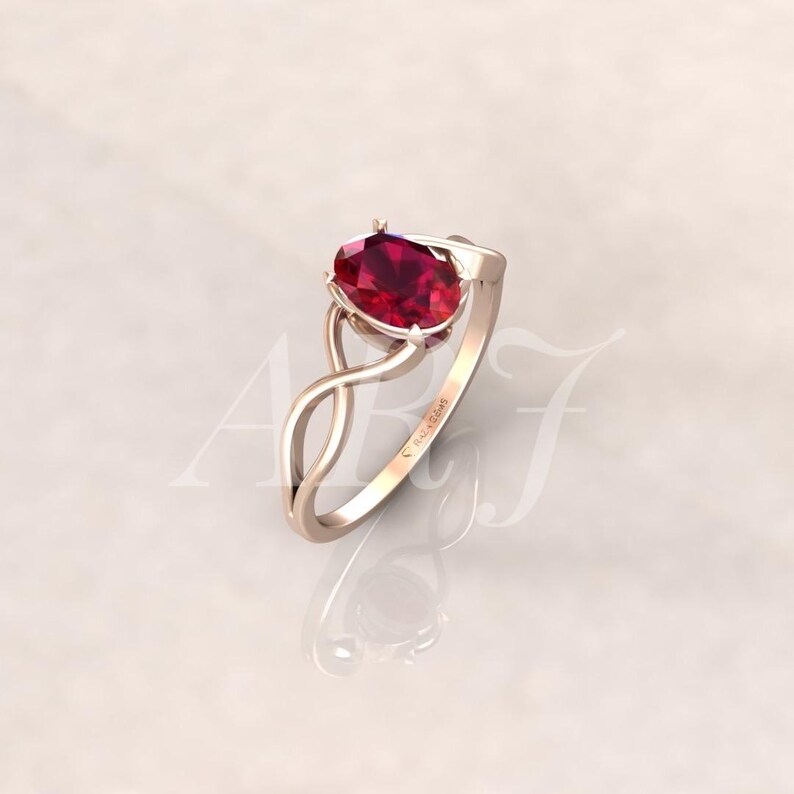 Ruby Infinity Ring, Oval Ruby Engagement Ring, Gold Promise Ring, July Birthstone Ring, Minimalist Infinity Knot Ring Gift for Her image 5