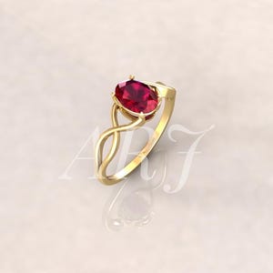 Ruby Infinity Ring, Oval Ruby Engagement Ring, Gold Promise Ring, July Birthstone Ring, Minimalist Infinity Knot Ring Gift for Her image 6