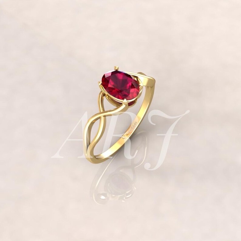 Ruby Infinity Ring, Oval Ruby Engagement Ring, Gold Promise Ring, July Birthstone Ring, Minimalist Infinity Knot Ring Gift for Her image 6