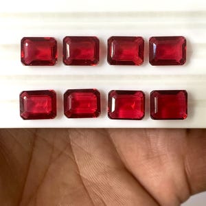 8 x 10 MM Ruby Lab Grown Cut Faceted Octagon Shape Unique Making Cutting Attractive Polished Peices Gift For Wife (only 1pcs in this price)