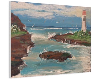 Ocean Leuchtturm Leinwanddruck, Küstennautische Wandkunst