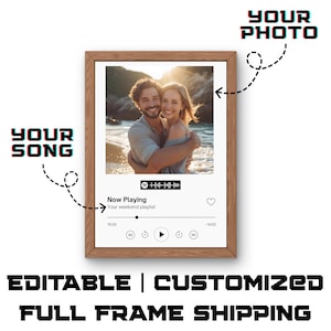Benutzerdefinierter Fotorahmen Schlafzimmer Dekor, Geschenk für Sie Ihn, personalisiertes Musikrahmen Geschenk für Paare, Jahrestag, Valentinstag