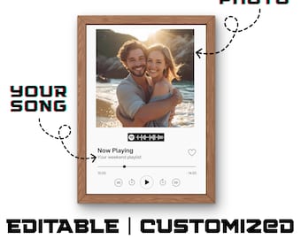 Anniversary Gift Custom Photo Frame Bedroom Decor, Gift for Her Him, Personalized Music Frame Gift for Couples, Anniversary, Valentine's Day