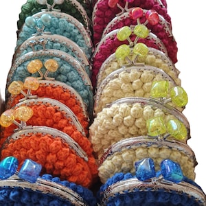 Handmade Crochet Coin Purse: Vintage Kiss Lock Clasp | Keychain Pouch |Lightweight  secure | Vivid colors