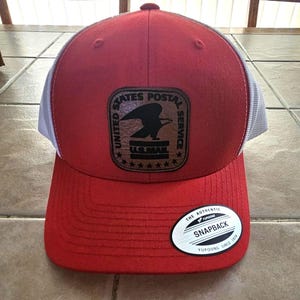 USPS Trucker Hat Red with White Mesh