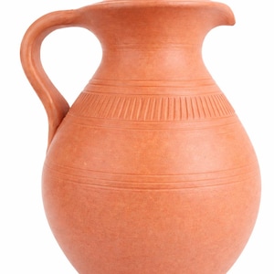 Ręcznie robiony gliniany dzbanek na wodę | Naturalny dzbanek z terakoty | Ekologiczny gliniany garnek na wodę | Rustykalny wystrój kuchni, indyjski prezent ceramiczny