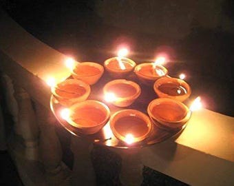 Handmade Clay Diya Oil Lamps, Diwali Decoration, Puja Decor (25pcs)