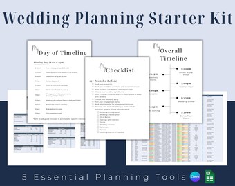 Digital Wedding Planner Editable Template Wedding Timeline Budget Tracker Guest List Management System Bride Planning Kit Printable