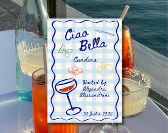 Italian Bridal Shower Charger Plate Template | Ciao Bella Bridal Shower Decor | Editable Canva Charger Plate Sign | Instant Download