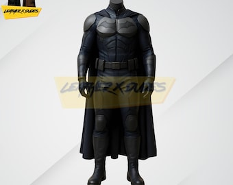 Dark Grey & Midnight Blue Assassin Combat Rugged Costume | Superhero Warrior Jumpsuit | Batman-Inspired Gothic Suit