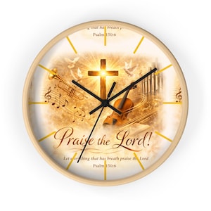 Praise the Lord Cross-klok | Christelijke wandklok, Psalm 150:6