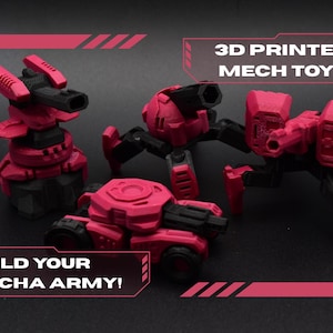 Colección Mech Crimson Eclipse: máquinas coleccionables impresas en 3D. Elige un modelo individual o un paquete de facción completo.