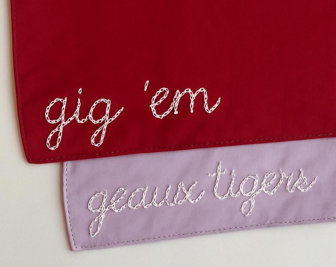 Custom Hand Embroidered Pet Dog Bandana College NFL Game Day Football