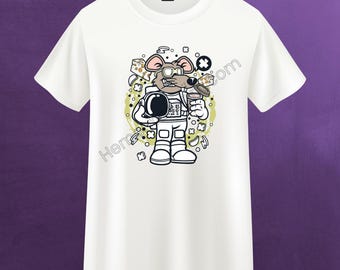 Minimalist Astronaut Mouse T-Shirt Design: Trendy Graphic Tee (Digital Download)