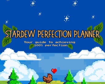 Planificador de Stardew Valley Perfection (20 páginas, PDF) / Lista de verificación imprimible digital y registro de progreso / Diario de juego de simulación agrícola acogedor