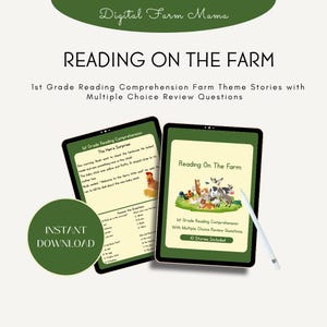 First Grade Farm Reading Comprehension Worksheets | 1st Grade Literacy Activities | Printable-Digital Farm Theme Packet