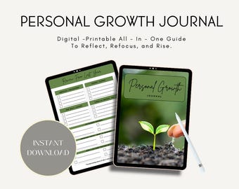 Digital-Printable Personal Growth Journal, Productivity Planner, Goal Planner, Growth Mindset Journal, Digital Self-Development Planner