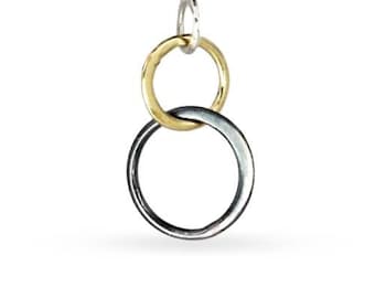 GC1241 2 Linked Rings Connector Charms Antique Gold Tone Three Circles