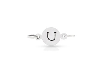 Sterling Silver small letter disc Link Alphabet 'U' charm Letter charms   - 1pc 10% discounted Stamped charms links (5900)/1