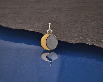 Breloque lune en métal mélangé argent et bronze 13x8mm - 1 pièce prix de gros (14330)/1