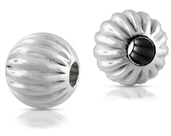 Sterling Silber gewellte runde Perlen, 3 mm, glänzende Spacers - 50 Stück (2027) / 1
