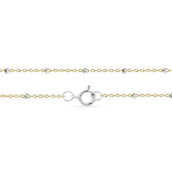 14Kt Gold Filled 1.4x1mm Satellite Chain 18" With Silver Bead  - 1 Pc Wholesale Price (11969)/1